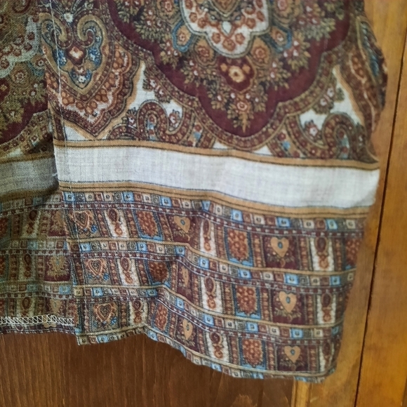 Vintage Patty Woodard wool blend brown paisley print cropped tie front vest - Picture 6 of 9